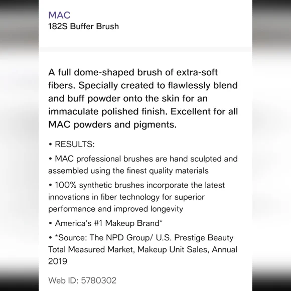 MAC Cosmetics 182 Buffer Brush in Black - Picture 5 of 8